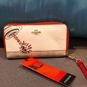Coach White and Red Floral Wallet